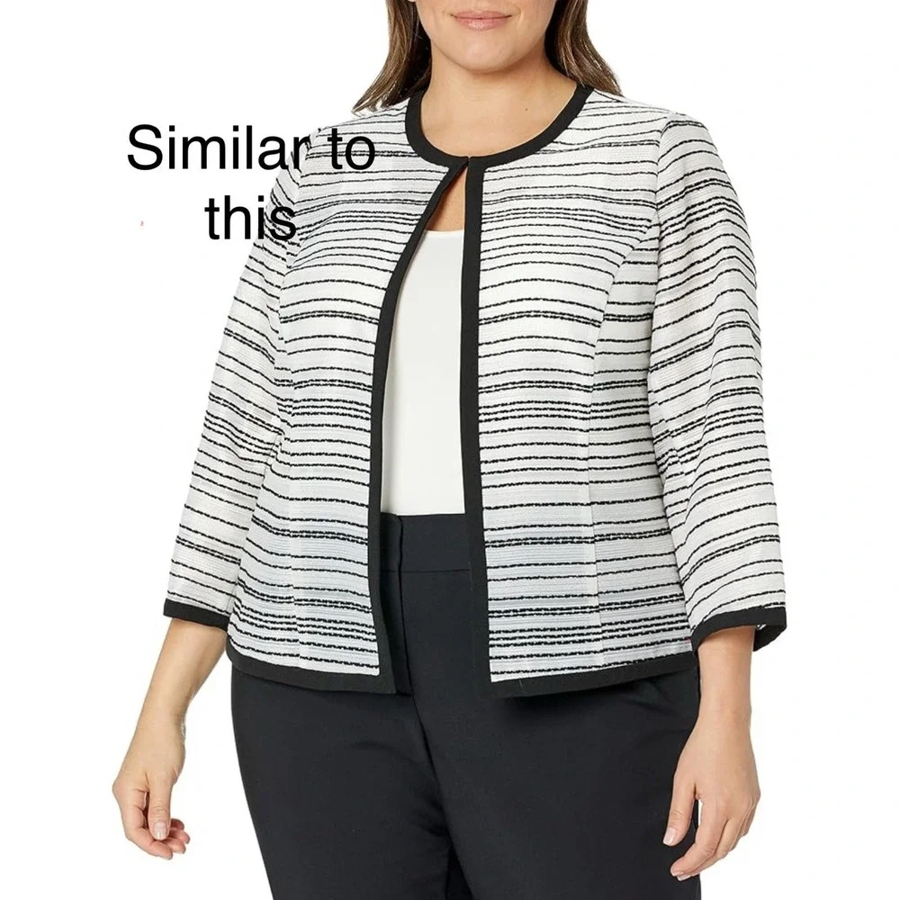 Danillo‎ Women's Plus Sz 20W Blazer Jacket Black White Lined Button Up Striped